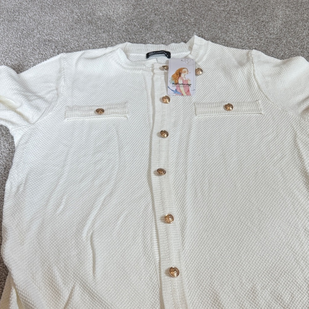 Cream Button-Up Cardigan